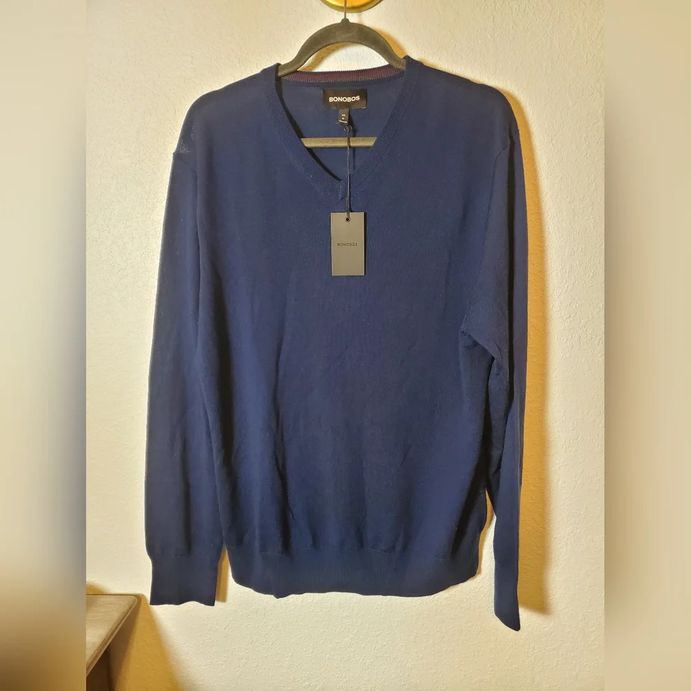 Bonobos Blue Tint  100% Merino Wool Crew Neck Sweater Size XXL Xl slim